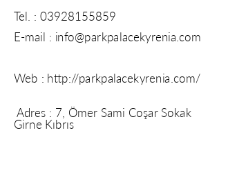 Park Palace Hotel iletiim bilgileri